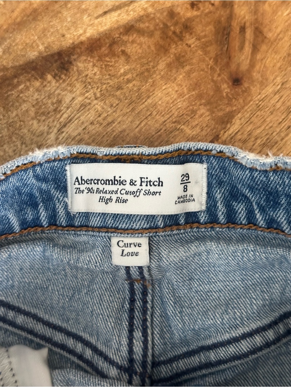 Abercrombie & Fitch Medium Blue Distressed Denim Cutoff Shorts - Picture 3 of 3